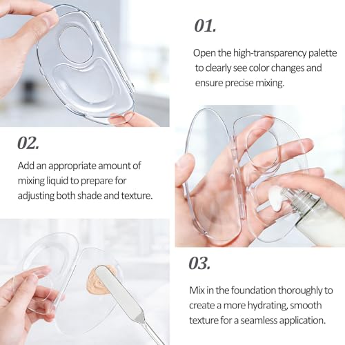 Transparent Acrylic Makeup Mixing Palette with Sealed Storage 2 PCS