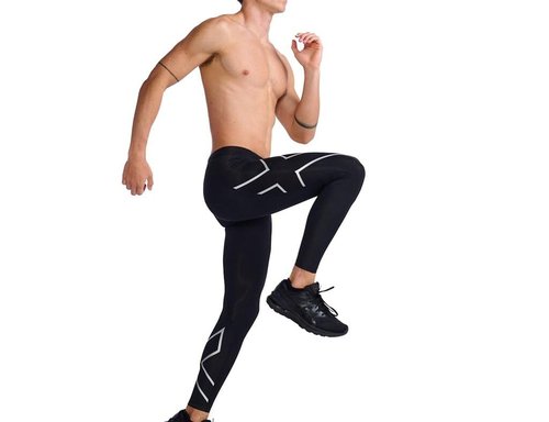 2XU Men's Core Compression Tights, Black/Silver, X-Large