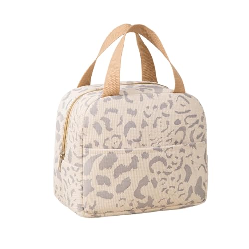 Geiruiou Insulated Lunch Bag, Small Thermal Tote for Women - Beige