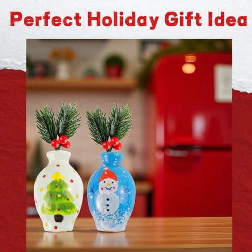 3-Inch Ceramic Flower Vase Magnets for Fridge - Handmade Art