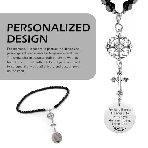 Cross Rearview Mirror Ornament with Bible Verse - Faith Decoration