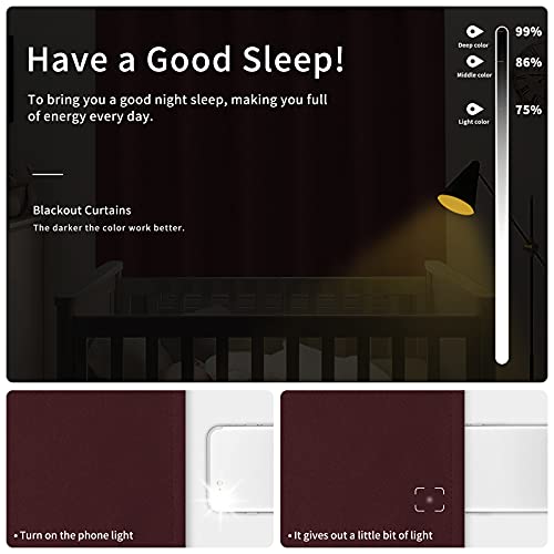 Easy-Going Blackout Curtains - 2 Panels, 42x63 in, Wine, Noise Reduction