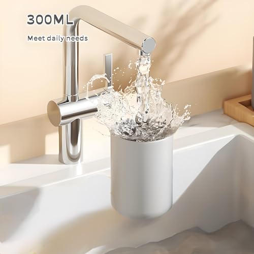 Grey Plastic Toothbrush Holder Cups - 2 Pack, 300ml