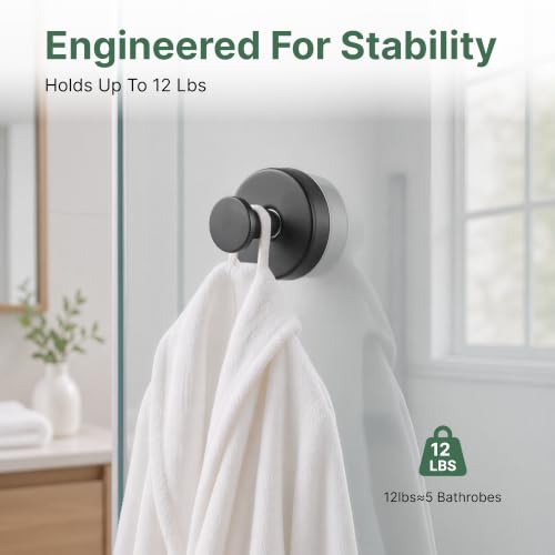 Black Heavy Duty Suction Cup Hooks - Removable Towel Hooks
