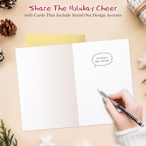 FLYAB Funny Christmas Card, Santa GPS Fail Holiday Greeting with Envelope