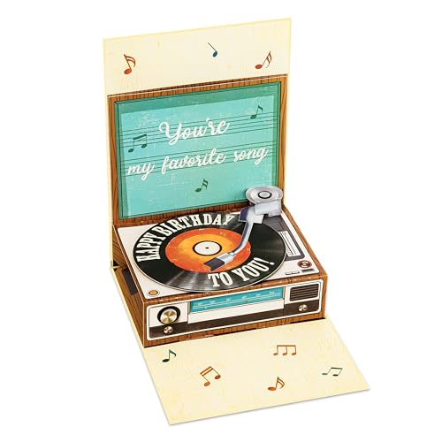 POPWOW 3D Record Player Birthday Pop Up Card - Music Lover Greeting Card