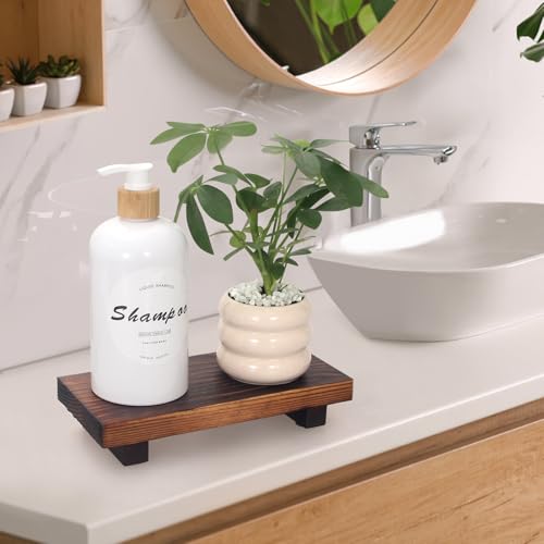 Small Wood Bathroom Tray - 8.6" Farmhouse Countertop Riser for Soap