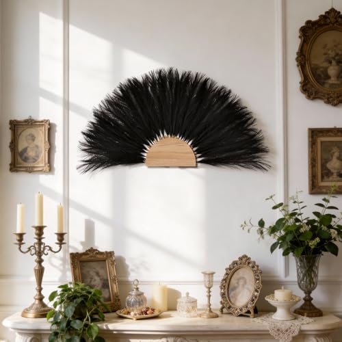 30pcs 21.6 Inch Black Faux Pampas Grass - Non-Shedding Boho Home Decor
