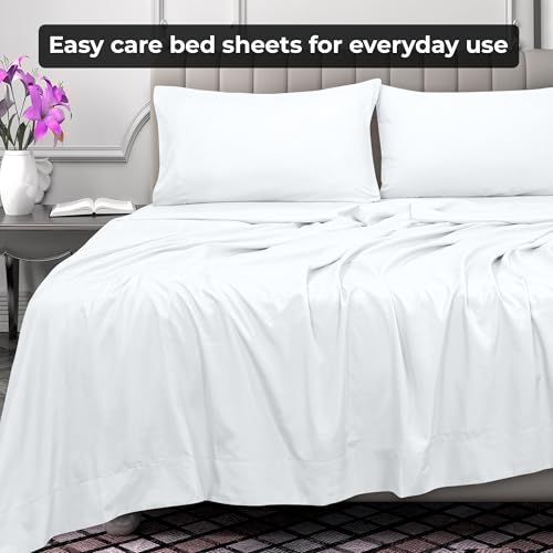 Royale Linens Queen Flat Sheet - Ultra Soft Microfiber, Wrinkle Free