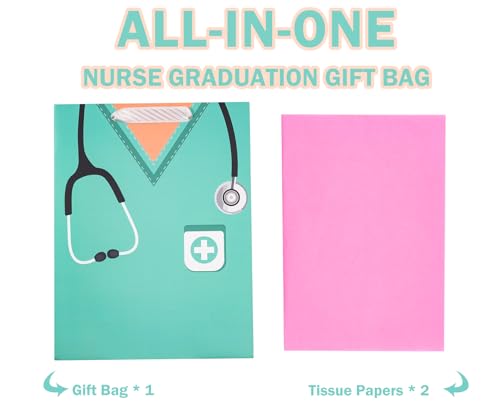 Nurse Graduation Gift Bag with Tissue Paper - 13" Blue Design