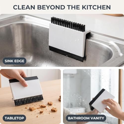2-Pack Black Kitchen Sink Squeegee Cleaner & Countertop Brush