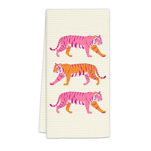 Pink Tiger Decor Hand Towels - Trendy Preppy Kitchen Towels (Color-2, 16x24 Inch)