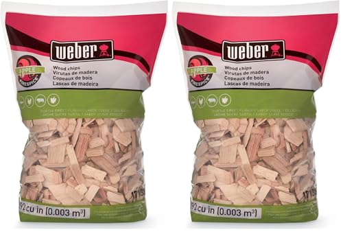 Weber Apple Wood Chips, 2 lb (Pack of 2) - Perfect for Grilling & Smoking