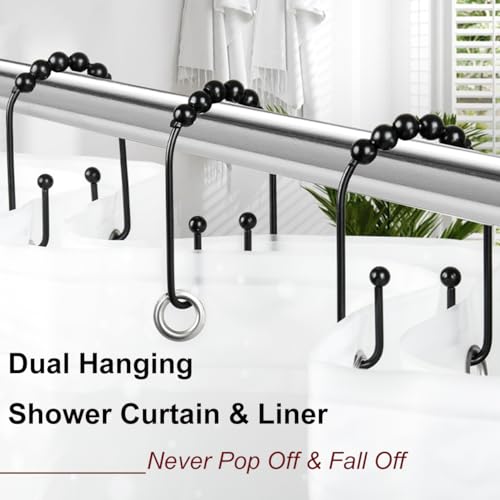 Resze U-Shaped Shower Curtain Hooks - 12 Durable Black Rings