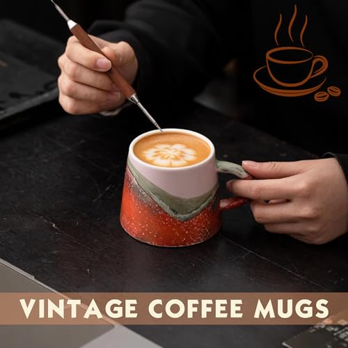 Peach-Pink Handmade Ceramic Coffee Mug 8 OZ - Espresso Cup with Handle