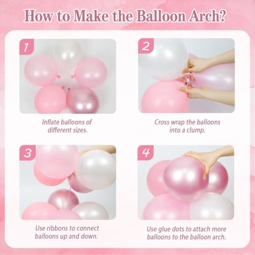 Pearl Pink Birthday Decorations Set with Foil Balloons and Banner