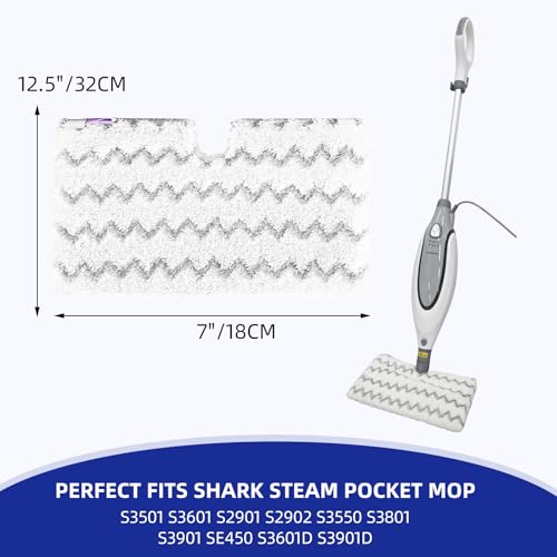 Shark Steam Mop Replacement Pads, Washable Microfiber, 2 Pack