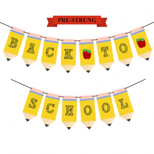 Pre-String Back to School Pencil Banner Decorations, 10FT Classroom Decor