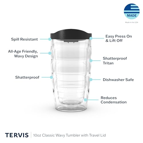 Tervis 1353667 DreamWorks Trolls - Music Together Insulated Tumbler with Wrap and Turquoise Lid, 10oz Wavy, Clear