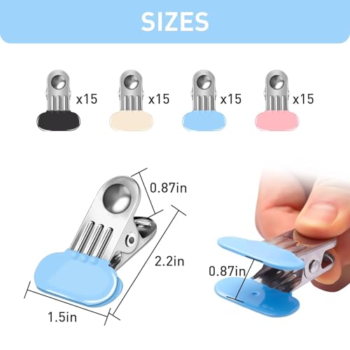 60 Pack Stainless Steel Clothes Pins - Windproof & Rubber Coated