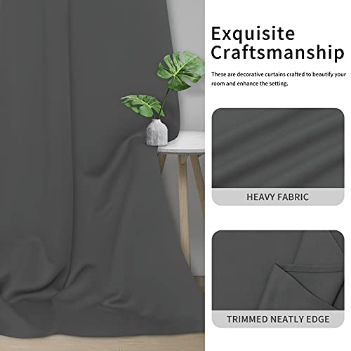 Easy-Going Thermal Blackout Curtains 42x84 Inch Grey, 2-Panel Set