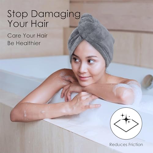 TENSTARS Microfiber Hair Towel Wrap - Quick Dry 5 Pack for All Hair Types