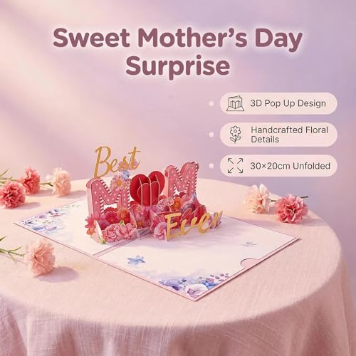 3D Pop-Up Flower Card for Mom – Best Mom Ever Greeting Card