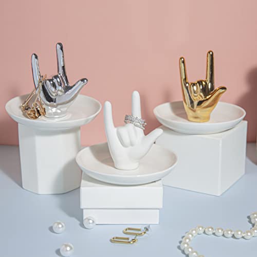 Ceramic I Love You Hand Ring Holder - Jewelry Dish Organizer