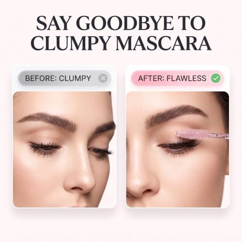 i-Laesh Glitter Pink Disposable Eyelash Spoolie Brushes 100PCS