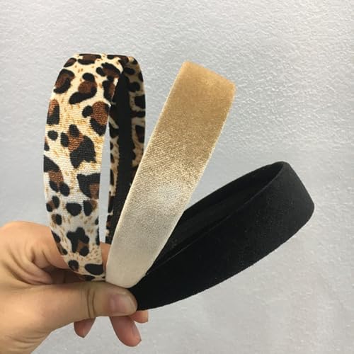ZOONAI Velvet Wide Headband and Scrunchie Set for Women Leopard Print