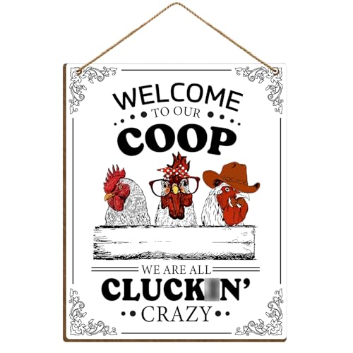 Funny Rooster Kitchen Sign - Wooden Hanging Wall Plaque 8x10