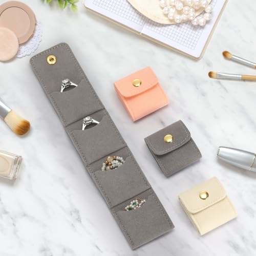 KUKUVR Mini Travel Jewelry Organizer Bag - Compact 4 Compartment
