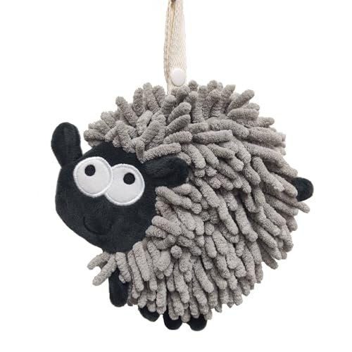 Heikrdo Funny Sheep Hand Towel - Soft Absorbent Hanging Washcloth - Grey