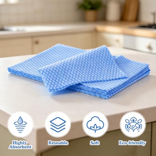 74 Pack Durable Reusable Cleaning Cloths | Multi-Purpose Kitchen Wipes