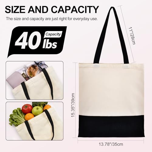 Halloween Canvas Tote Bag with Zipper for Women - Beige/Black