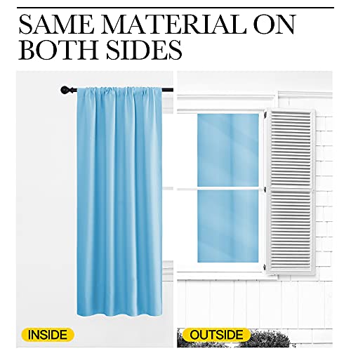 NICETOWN Blackout Curtains 2-Panel Set, 70"W x 95"L, Blue Rod Pocket Drapes