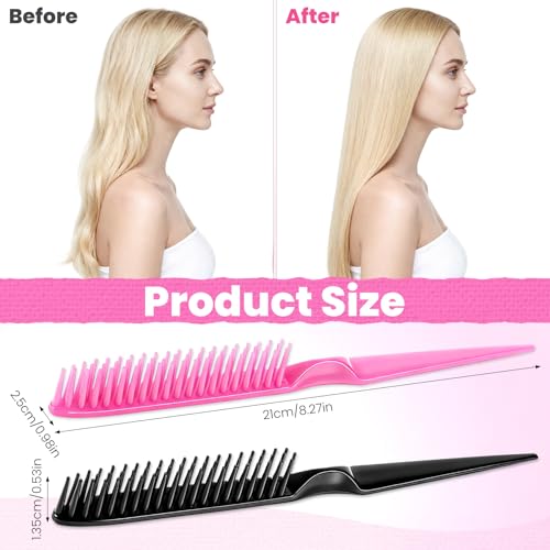 Exircy 4-Piece Rat Tail Hair Styling Comb Set with 3-Row Brushes