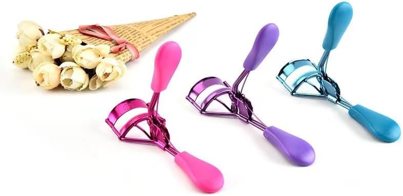 ZGLUZP Blue Eyelash Curler with 4 Replacement Pads and Ergonomic Grip