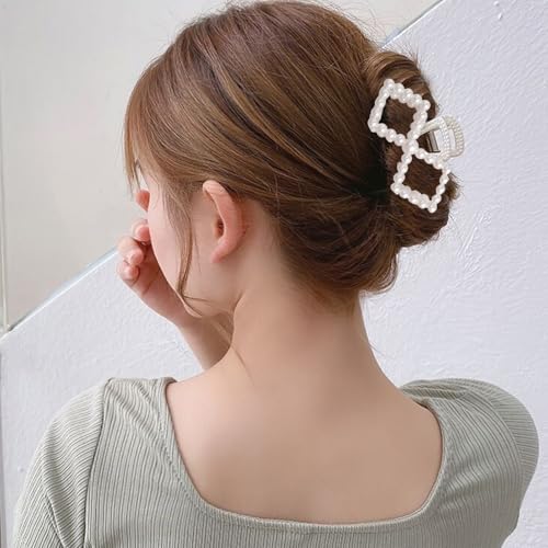 IVICOO Pearl Hair Claw Clips 4-Pack for Thin and Thick Hair Styling