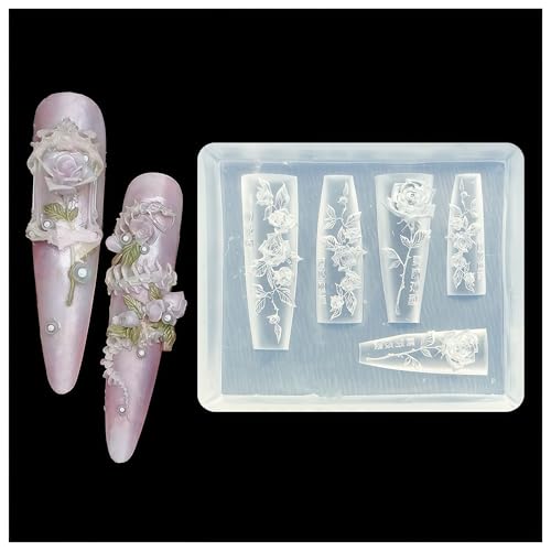 3D Flower Silicone Nail Art Mold for Gel and Acrylic Rose Embellishments