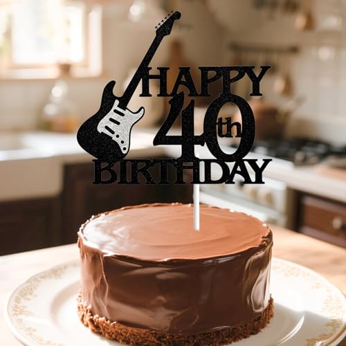 Guitar Happy 40th Birthday Cake Topper | Rock Party Decoration