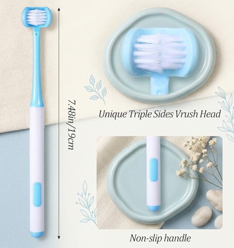 3-Sided Toothbrush Soft Bristle 3-Pack Wrap-Around Oral Care Set