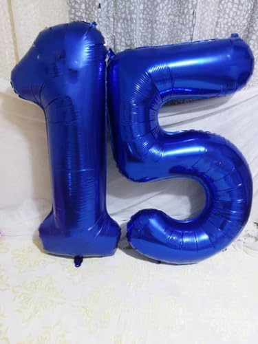 40 Inch Blue Number Balloons for Men's Birthday Party Decorations