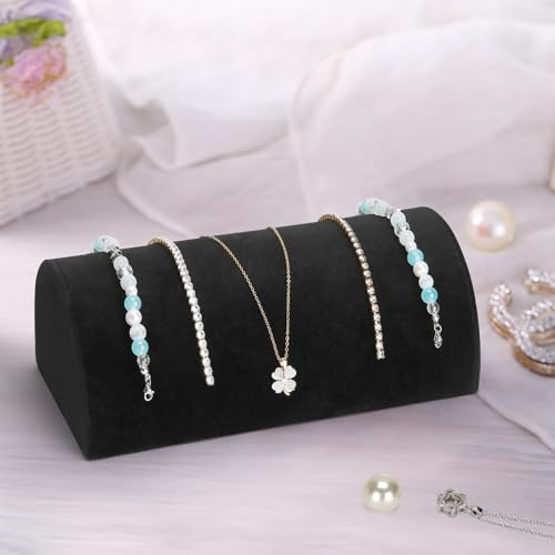 KUKUVR Velvet Half Moon Bracelet Display Stand Black Jewelry Organizer