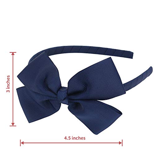 Midi Ribbon Navy Blue Grosgrain Bow Headband Handmade Hair Hoop