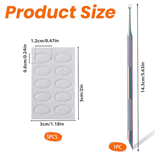 Grevosea Dual-Ended Stainless Steel Cuticle Pusher with 5 Sanding Refills