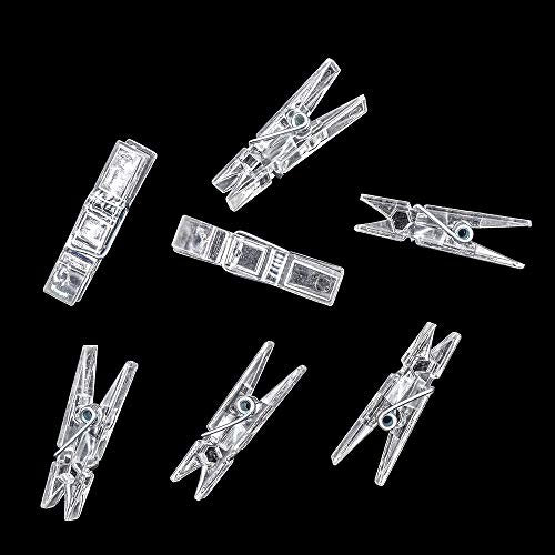 Small 128 Pcs Clear Plastic Photo Clips for Hanging, Craft & Decoration - Transparent Clips