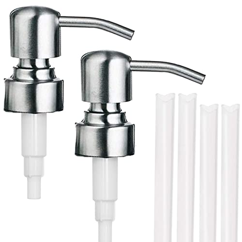 HILLHOME Stainless Steel Soap Dispenser Pump Replacement - Silver, 2 Pack