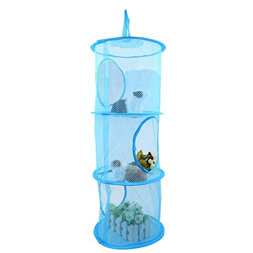 3-Tier Hanging Mesh Closet Organizer - Foldable Storage for Toys & Clothes