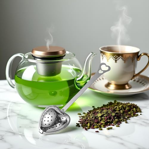 Stainless Steel Heart-Shaped Tea Strainer Spoon with Long Handle